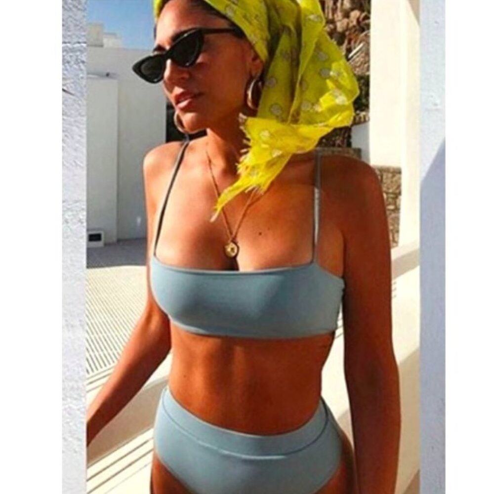 AVIA New Grey Bandeau High Cut Waist Bikini- L